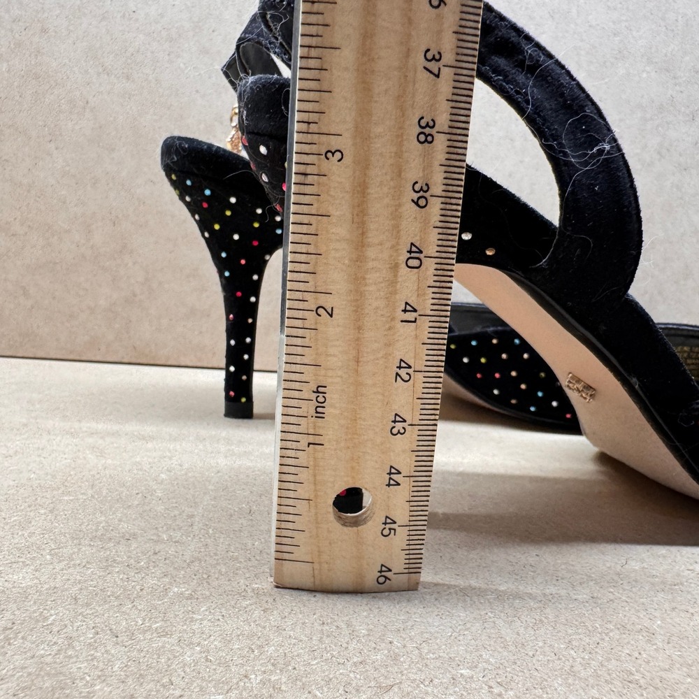 Nanette Lepore Slingback Pumps Womens 9 Black Rhinestone Sparkly Glam Party Heel - Picture 6 of 7